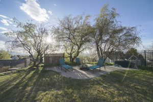 View of fenced backyard