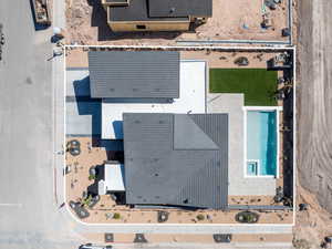 Drone / aerial view of a pool area