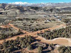 Aerial view of a mountainous background