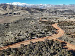 Bird's eye view of a mountain backdrop