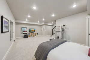 Bedroom featuring carpet floors and recessed lighting