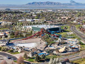Drone / aerial view of a mountain backdrop