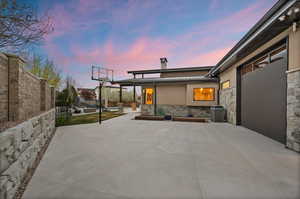 Side of home with Pull Through Garage