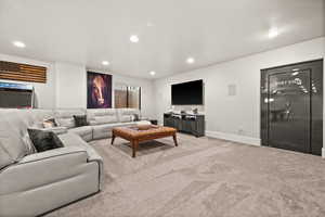 Basement Living Room- Vault Room Under Porch.