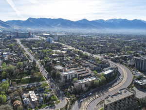 View of urban area with a mountain backdrop