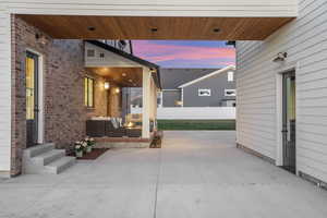 View of patio featuring an outdoor hangout area