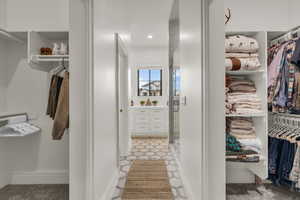 View of walk in closet