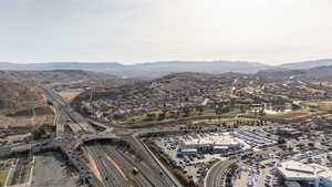 Drone / aerial view of a mountain backdrop