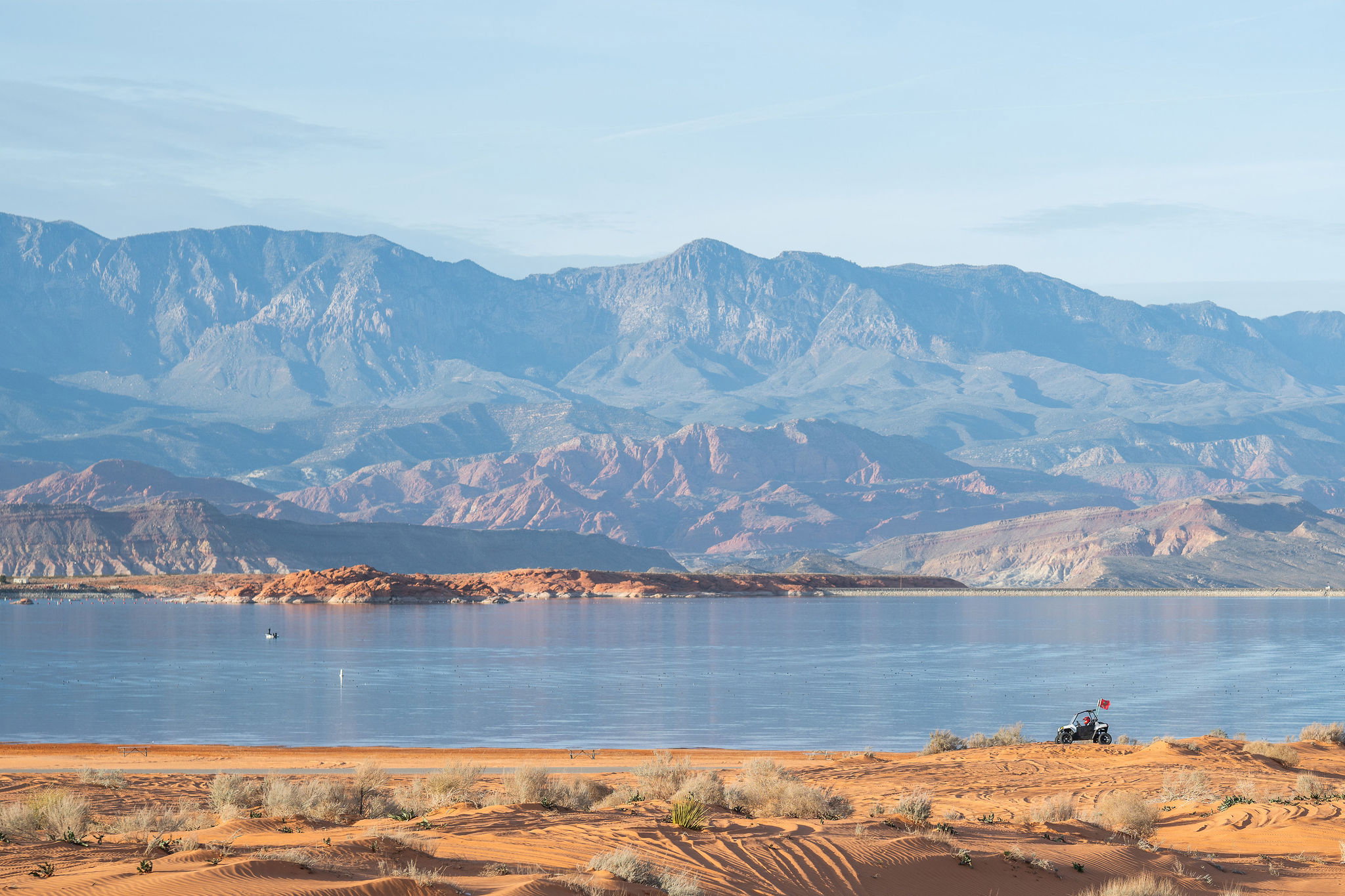 Water view with a mountainous background