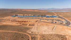 Overview of rural landscape with a desert landscape and mountains