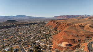 Drone / aerial view of a mountainous background