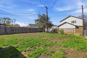 View of fenced backyard