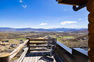 Wooden deck with a mountain view