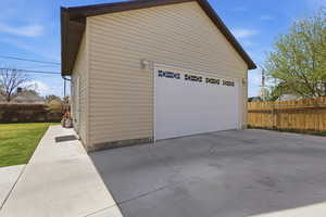 View of detached garage