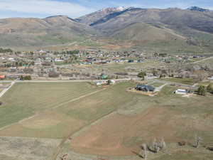 View of mountain background with rural landscape