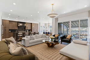 Living area featuring recessed lighting