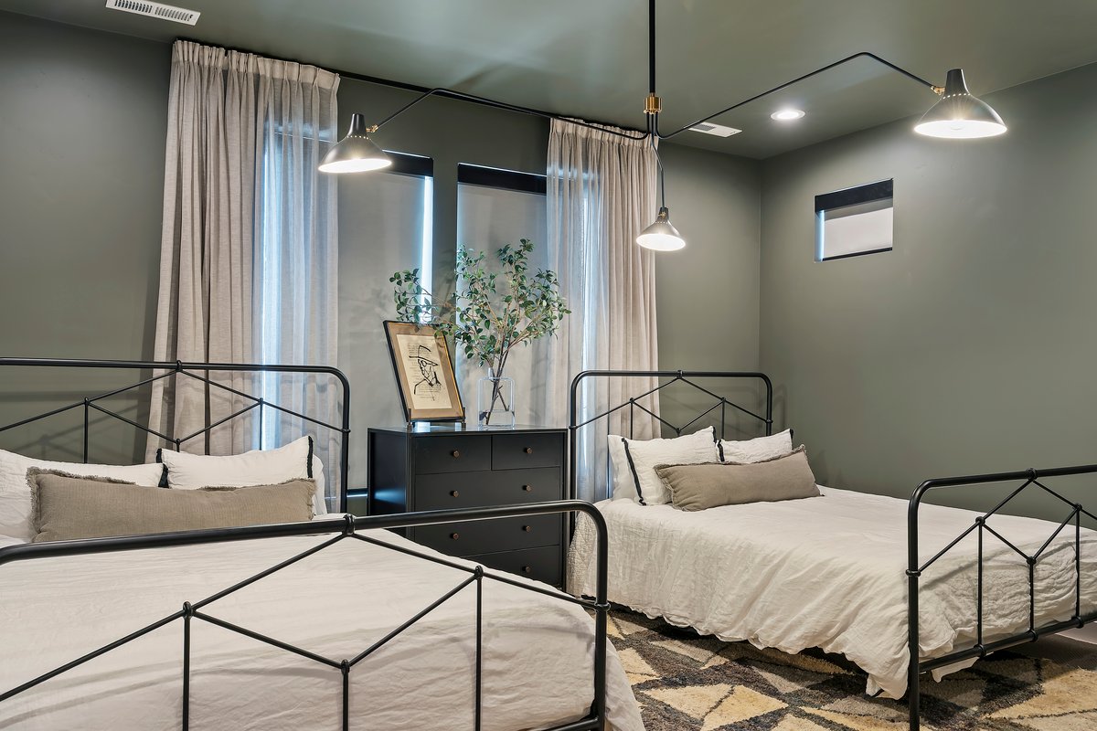 Bedroom with recessed lighting