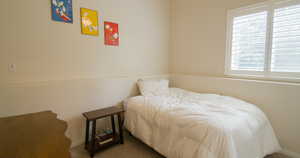 Bedroom with carpet floors