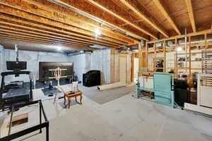 Unfinished basement is stubbed for future wet bar/kitchen and bathroom