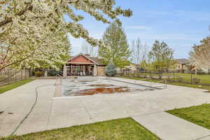 Surrounding community with a patio area, a residential view, and a swimming pool