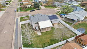 Aerial perspective of suburban area