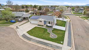 Aerial perspective of suburban area