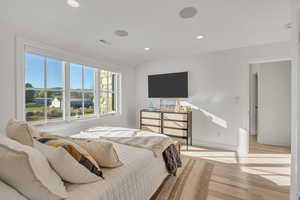 Bedroom featuring recessed lighting and light wood-style flooring