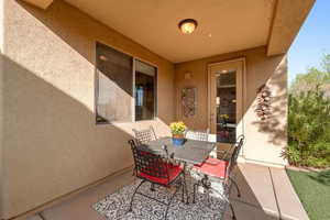 View of patio with outdoor dining space