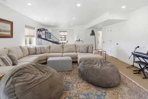 Living room featuring recessed lighting and wood finished floors