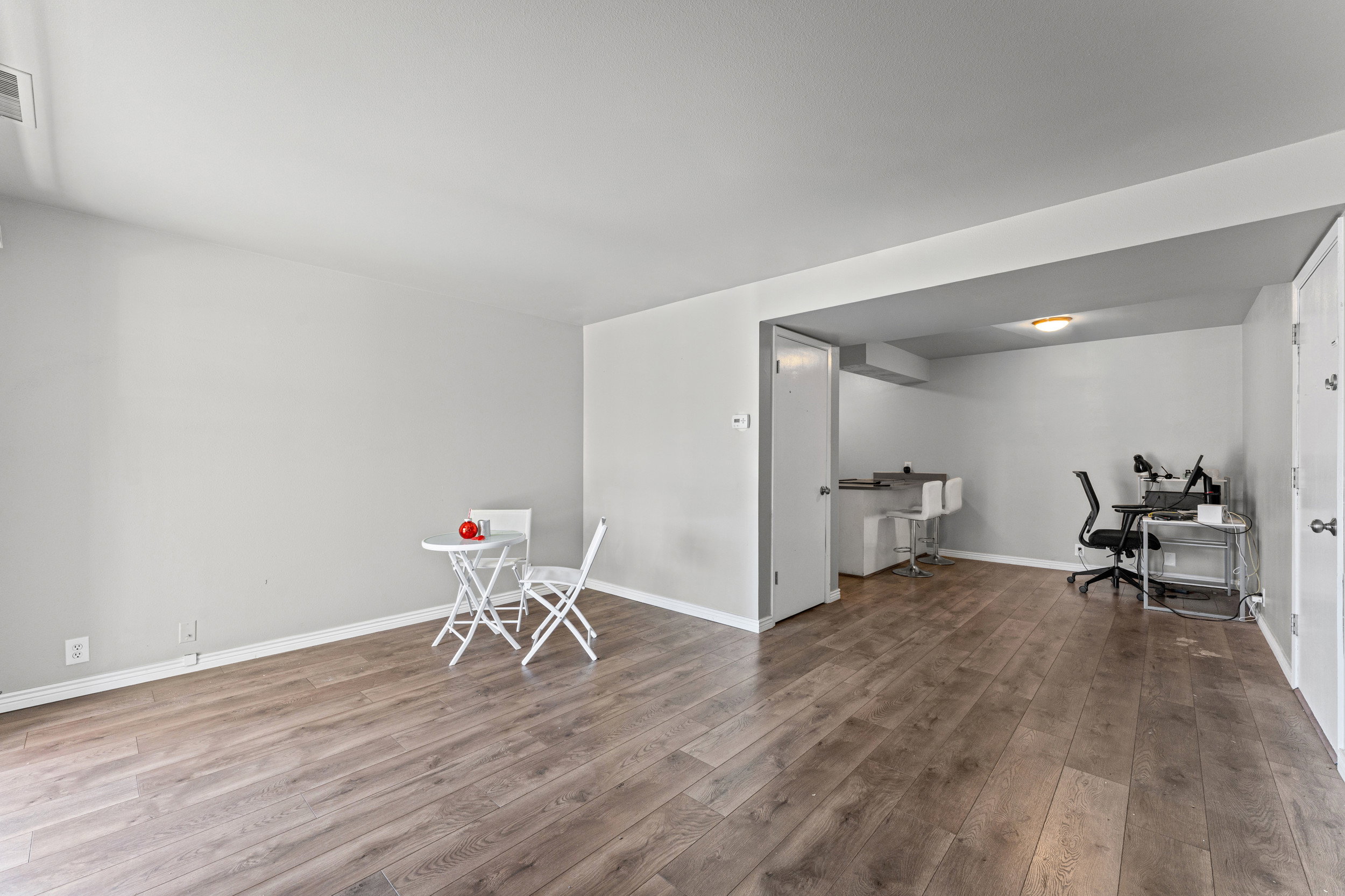 Dining area featuring an office area and hardwood / wood-style flooring