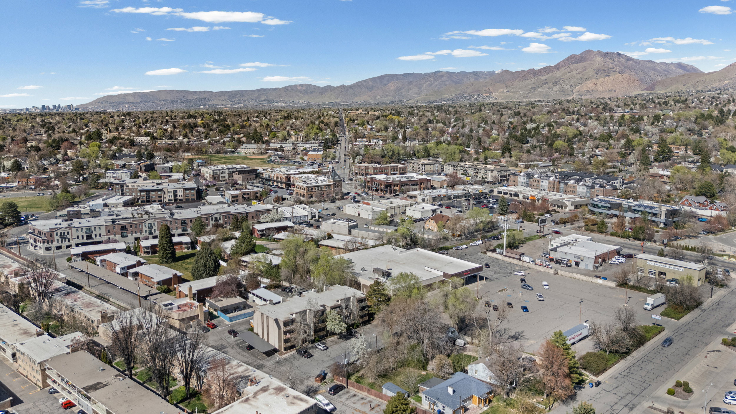 Bird's eye view of a mountain backdrop