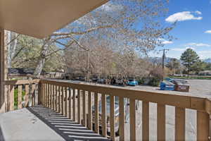 Balcony with a mountain view