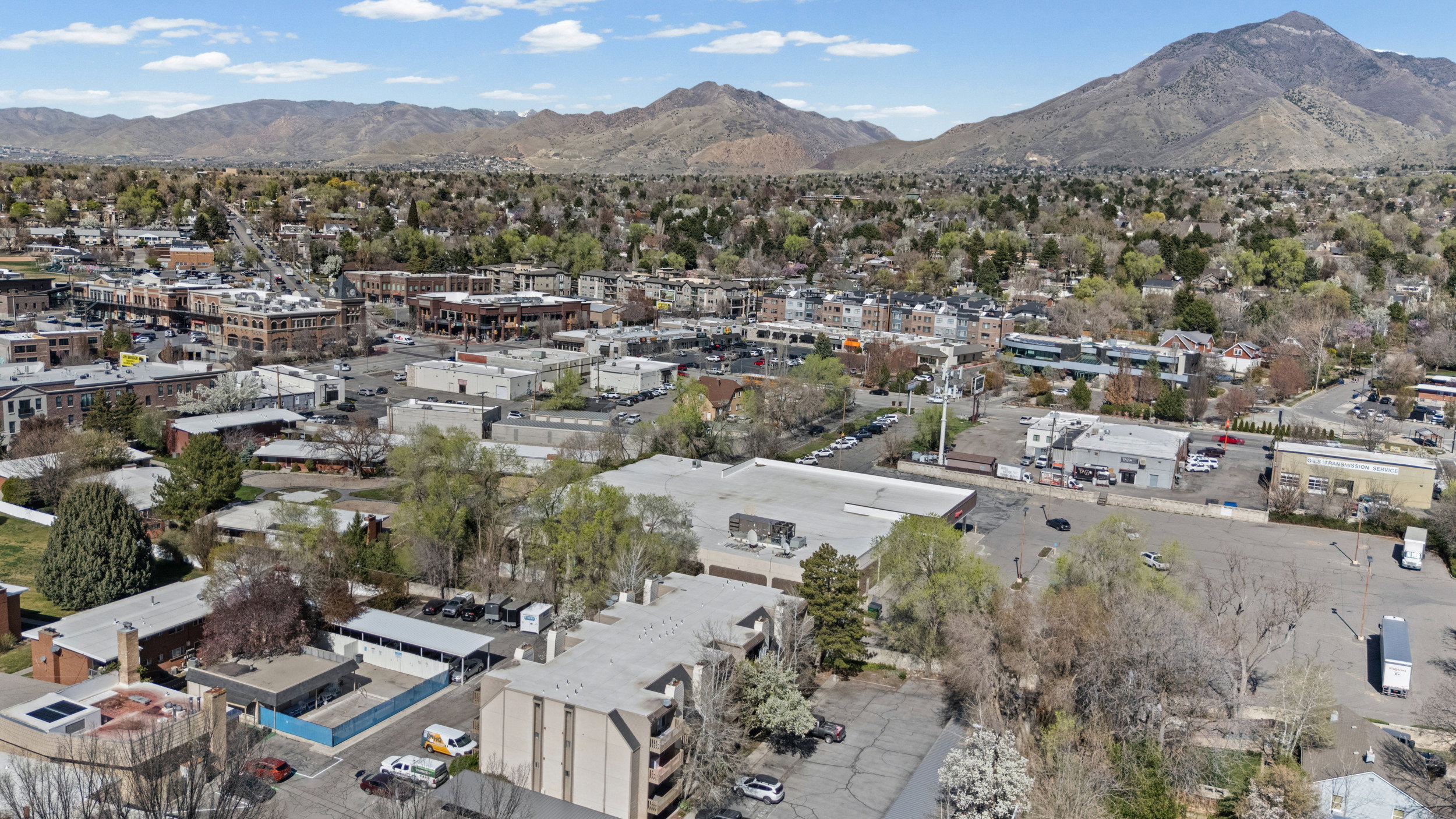 Aerial view of a mountainous background
