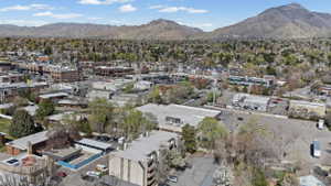 Aerial view of a mountainous background