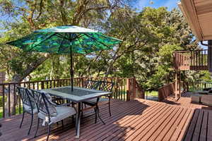 Wooden deck with outdoor dining area