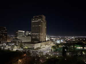 Twilight view of city lights