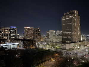 Twilight view of city lights