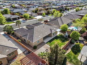 Aerial perspective of suburban area