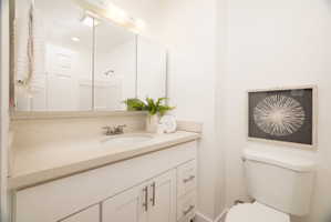 Bathroom featuring vanity and toilet