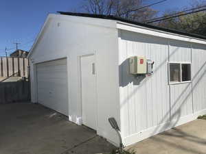 View of detached garage