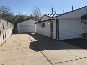 View of detached garage