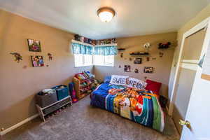 Bedroom with carpet floors