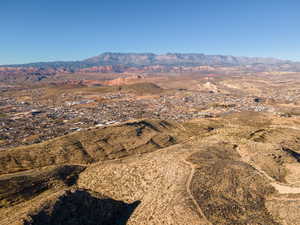 View of mountain background featuring a desert landscape and rural landscape