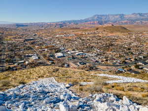 View of mountain background with nearby suburban area