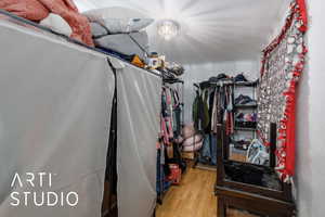 Walk in closet featuring light wood-type flooring
