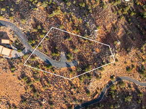 Aerial view of property's location with property parcel outlined