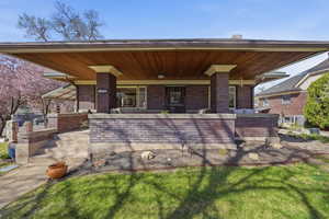 East facing large covered porch