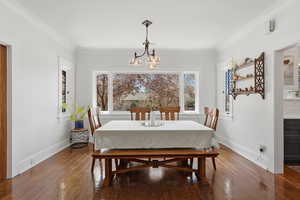 Open concept dining room with hardwood floors