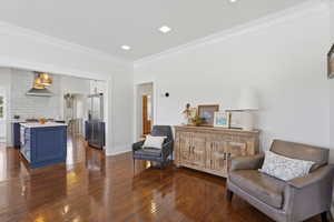 Open concept dining room with hardwood floors