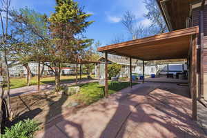 View of patio / terrace with a storage unit